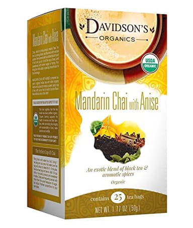 Davidson's Organics, Mandarin Chai w/Anise, 25-count Tea Bags, Pack of 6 - Image 1