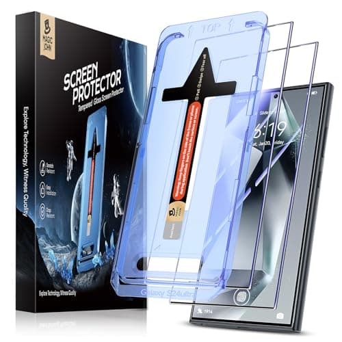 MAGIC JOHN 2 Pack for Samsung Galaxy S24 Ultra Tempered Glass Screen Protector, Auto Dust-Elimination Installation, Bubble Free, HD Clear, Easy Installation - Image 1