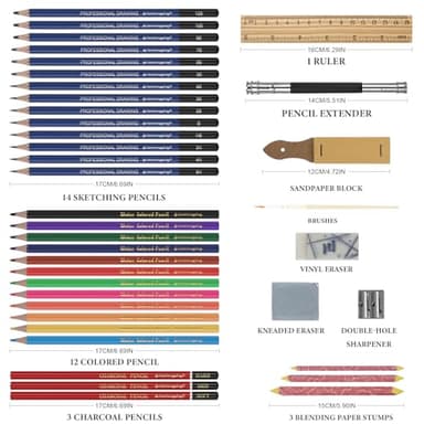 Daerthotk Colored Pencils Drawing Set Sketching Kit 42PCS Coloring Supplies Kit Ideal for Drawing Blending Shading, Watercolor Color Pencils Set, Art Pencils Gift for Artists Adults Beginners - Image 8