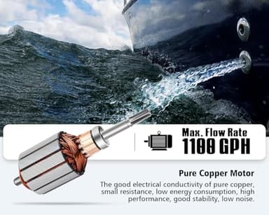 6699 Submersible Boat Bilge Pump 12V DC with 3.3ft Power Cord 11000 GPH High Flow for Marine Yacht Kayak Canoe and Small Boats Efficient Water Removal System with Durable Design and Easy Installation - Image 3