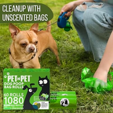 Pet N Pet 1080 Counts Green Poop Bags for Dogs, 41% Plant Based & 59% PE Extra Thick Dog Poop Bags Rolls, 9" x 13", Unscented Pet Waste Bag - Image 6