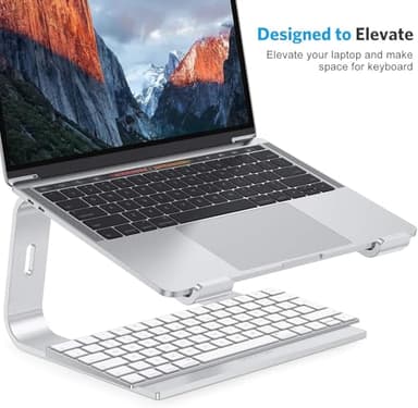 OMOTON Laptop Stand, Detachable Laptop Mount, Aluminum Laptop Holder Stand for Desk, Compatible with MacBook Air/Pro, Dell, HP, Lenovo and All Laptops (11-16 inch), Silver - Image 4