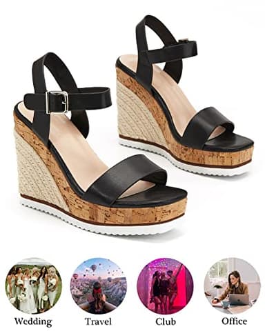 Women's Espadrille Wedge Platform Sandals Open Toe Ankle Buckle Strap Casual Summer Shoes - Image 6