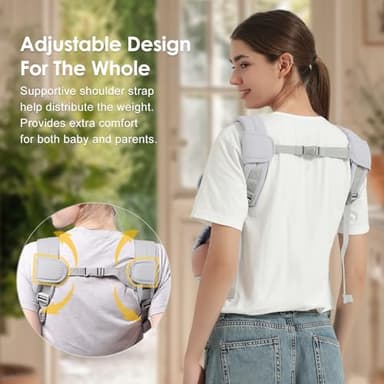 Shiaon Baby Carrier Newborn to Toddler(7-30lbs), Toddler Carrier with Adjustable Shoulder Strap, Baby Holder Carrier with Breathable Mesh Fabric, Grey - Image 5