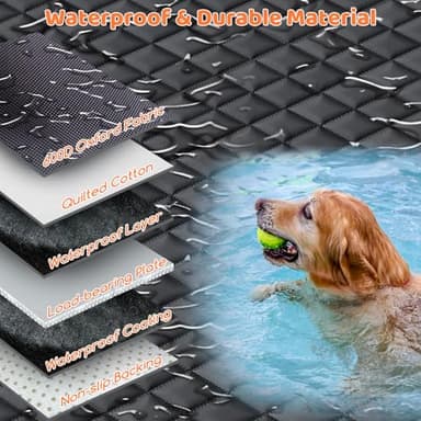 URPOWER Backseat Extender for Dogs - Hard Bottom Dog Car Seat Cover for Back Seat, Foldable Dog Hammock for Car, SUV, and Truck, Pet Rear Seat Protector Dogs Travel Bed with Mesh Window & Side Flaps - Image 7