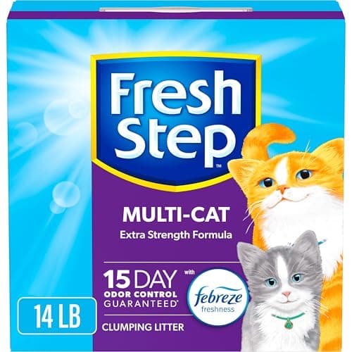 Fresh Step Clumping Cat Litter, Multi-Cat, Long Lasting Odor Control Kitty Litter with Activated Charcoal, Low Dust Formula, 14 lb - Image 1