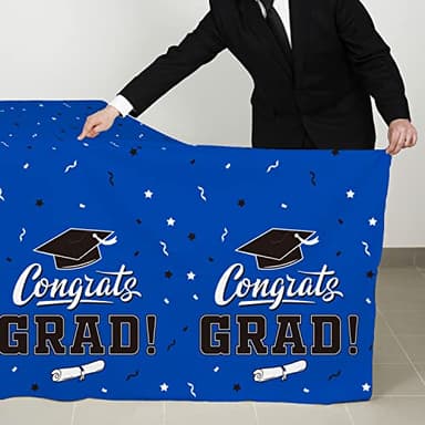 Graduation Decorations 2025, Gongrats Grad Tablecover for Graduation Party Supplies, 3 pcs Class Blue Table Cloths, 54"x108" - Image 4
