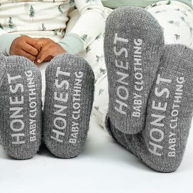 HonestBaby Multipack Cozy Socks Sustainably Made for Infant Baby, Toddler, Kids Boys, Girls, Unisex, Men and Women, Marled Heather Grey, Large - Image 2