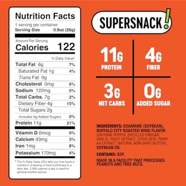 The Only Bean Crunchy Roasted Edamame Snacks (Buffalo) – High Protein (11g), Low Carb Keto Vegan Office Snack, Gluten Free Healthy Snacks for Adults and Kids, 0.9oz (Pack of 10) - Image 2