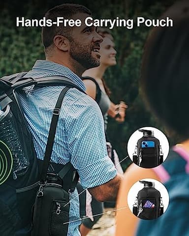 Trebo 64 oz Water Bottle Insulated with Handle, Half Gallon Stainless Steel Metal Large Water Jug, Travel Flask with Straw Spout Lid, Wide Mouth Mug with Carry Pouch, Keep Cold Hot, Black - Image 6