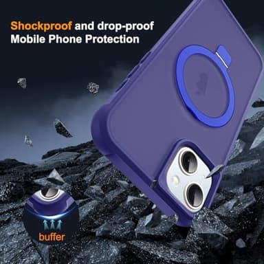 SKYLMW Compatible with iPhone 14 Plus Case with Invisible Magnetic O-Ring Stand Military-Grade Translucent Case for iPhone 14 Plus 6.7" [Compatible with Mag-Safe][Great Grip Feeling], Navy - Image 7