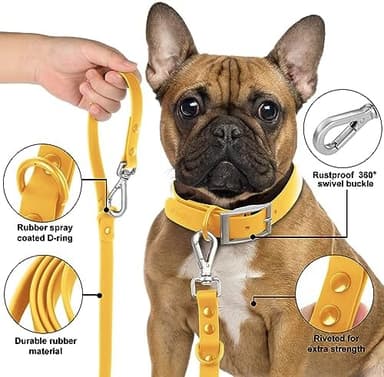 Wisedog Waterproof Dog Leash – 5ft/6ft Adjustable with 2 Hooks & Traffic Handle, Easy to Clean Double Clip Leash for Small, Medium, Large Dogs (Daylily Yellow,S - Image 3