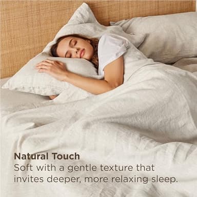 Bedsure Linen Sheets - Twin Size Sheets, Blend from Linen Cotton Bedsheets, Breathable Cotton Bedsheets, Gifts for All Seasons, 3 Pieces, Linen - Image 3