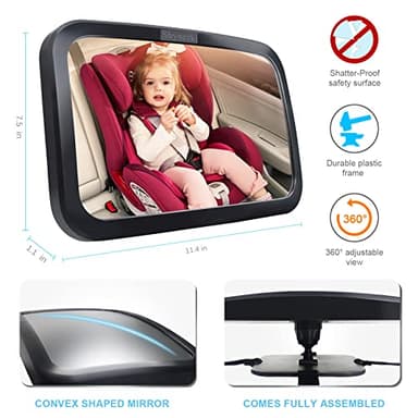 Shynerk Baby Car Mirror, Safety Car Seat Mirror for Rear Facing Infant with Wide Crystal Clear View, Shatterproof, 360° Rotation, Crash Tested and Certified - Image 4