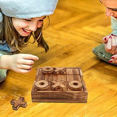 Glintoper Tic Tac Toe & 4 in a Row Tables Game Set, Classic Board Line Up 4 for Living Room Rustic Table Decor and Use as Game Top Wood Guest Room Decor Strategy Board Games for Families - Image 4