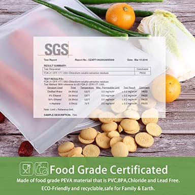 SPLF 6 Pack Reusable Gallon Freezer Bags Dishwasher Safe, BPA FREE Reusable Food Storage Bags, Extra Thick Leakproof Silicone Free 1 Gallon Bags for Marinate Meat, Cereal, Sandwich, Snack, Travel Item - Image 3