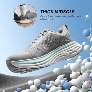 NORTIV 8 Women's Walking Shoes Cushion Running Tennis Shoes ActiveFloat Non-Slip Comfortable Breathable Workout Gym Sports Athletic Fashion Sneakers,Size 8.5,Grey,SNWS245W - Image 2