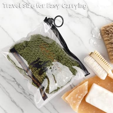 SubSahara Authentic African Net Sponge - 2 Pieces Exfoliating Scrubber for All Skin Types, Bath Sponge for Face & Body, Travel Portable, Durable, Gentle Exfoliation (Olive Green & Light Green) - Image 5