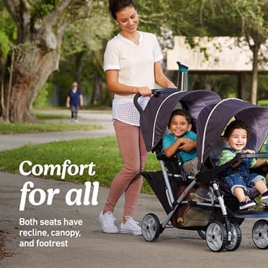 Graco DuoGlider Double Stroller | Lightweight Double Stroller with Tandem Seating, Glacier - Image 7