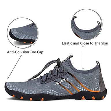 WateLves Water Shoes Mens Womens Beach Swim Shoes Quick-Dry Aqua Socks Pool Shoes for Surf Yoga Water Aerobics (Fluorescent Dark Gray, 42) - Image 5