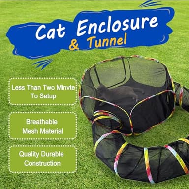 CLKHOWL Outdoor Cat Enclosure, Portable Cat Tents for Outside, Cage Free Outside Cat Playpen Pet Enclosure, Cat Tunnel Outdoor Playground for Indoor Cats & Small Animals - Image 4