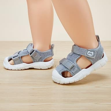 BMCiTYBM Toddler Boy Girl Closed Toe Summer Sandals Lightweight Shoes Infant Non-Slip First Walking Sneakers 6 9 12 18 24 Months Grey Size 7 Toddler - Image 2