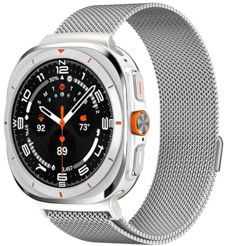 Metal Magnetic Watch band for Galaxy Watch Ultra 47mm(2025/2024), Stainless Steel Mesh Adjustable Watch band for Men and Women, Silver - Image 1