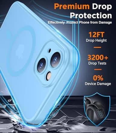 SPIDERCASE Designed for iPhone 15 Case, Magnetic Translucent with 2PCS Tempered Glass Screen Protector Anti-Fingerprint Anti-Scratch Phone Case,Light Blue - Image 3