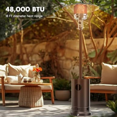 OLIXIS 48,000 BTU Propane Heaters with Wheels, Patio Heater Outdoor with Round Table Design, For Deck Porch Garden Commercial Residential, 17.7 x 17.7 x 87 inches (LxWxH) - Image 2