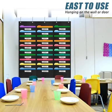 RSUARSUA File Storage Pocket Chart with Nametag 30 Pockets,Hanging Wall File Organizer for Classroom and Office, Organize Your Assignments, Files, Scrapbooks, Paper - Image 6