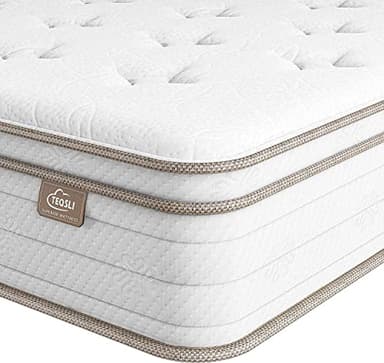 TeQsli Twin Mattress 10 Inch, Sleep Cooler Eggshell Memory Foam and 7 Zone Pocket Innerspring Hybrid Mattress Medium Firm, Twin Bed Mattress in a Box, 100-Night Trial, 10-Year Support - Image 1