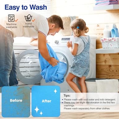 Rhino Valley Beach Tent, 10 x 10 FT Beach Shade UPF50+ Protection, Beach Canopy with 8 Sandbags 4 Stability Poles, Outdoor Beach Tent Sun Shelter Umbrella for Sand,Camping,Fishing Essentials, Sky Blue - Image 4