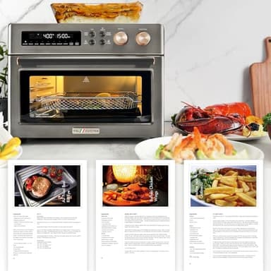 VAL CUCINA Infrared Heating Air Fryer Toaster Oven, Extra Large Countertop Convection Oven 10-in-1 Combo, 6-Slice Toast, Enamel Baking Pan Easy Clean with Recipe Book, Black Matte Stainless Steel - Image 7