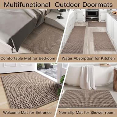 YDKGL Door Mat 31x47, Dirt Resistant and Absorbent, Non-Slip Rubber Backing Floor Mats, Easy Clean Low-Profile Doormat for Entryway, Front Door, Inside Entrance Brown - Image 8