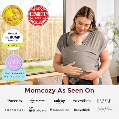 Momcozy Baby Wrap Carrier - Easy to Wear Infant Carrier Slings, Lightweight Hands Free Baby Sling, Adjustable Baby Carriers for Newborn to Toddler 8-35 lbs, Baby Wraps Carrier, Brown - Image 6