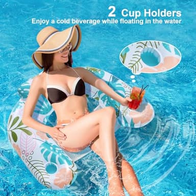 ANNIL【2 Pack】 Adult Inflatable Pool Floats Chair, Water Leisure Inflatable Floating Chair,Drink Holder, Ergonomic Headrest,Pool Floaties for Adults Swimming Pool Party, Summer Water Fun - Image 3