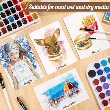 Prudiut 120 Sheets Watercolor Paper Bulk, 140 lb/300 GSM Cotton Cold Press White Paper, 5 x 7 Inch, Perfect for Kids, Students, Artists - Image 6