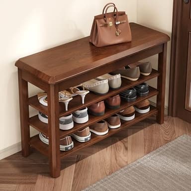 IUNVR Shoe Rack for Front Door Entrance, Solid Wood Shoe Bench for Closet, Holds Up to 550lbs, Shoe Rack Bench for Entryway, Mudroom, Hallway - Image 1