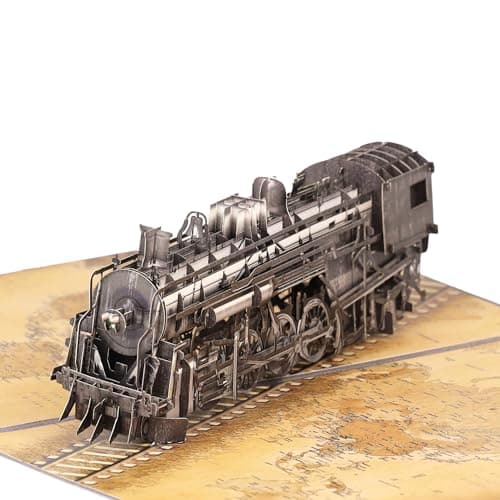 Steam Train 3D Pop Up Birthday Card for Men, Vintage Steam Train Design, Handmade Birthday Card, Ideal Gift for Father's Day, Birthday for Dad, Grandad, Husband, Men, Boyfriend, Adults; 6" x 8" - Image 1