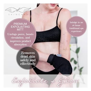 Seraphic Skincare (Original) Premium Exfoliating Mitt for Body (2pc) – 100% Vegan Viscose Traditional Body Scrub Glove Kessa Korean Washcloth – Body Exfoliator for Self-Tan Removal & Keratosis Pilaris - Image 2