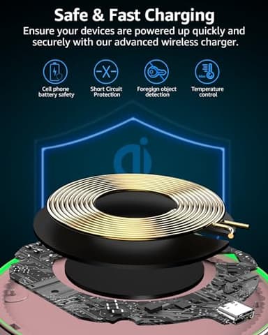 TOZO Wireless Charger 15W Max Fast Wireless Charging Pad Compatible with iPhone 16/16 Plus/16 Pro Max /15/14/13/SE/12 Series, Samsung Galaxy S24/S23/S22 Series (No AC Adapter), Rose Gold - Image 2