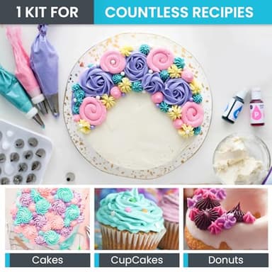 RFAQK 74 PCs Icing Piping Bags and Tips Set, Cake Decorating Kit with 48-Numbered Piping Tips, Anti Burst Pastry Bags for Cookie Cupcake Cake Decoration, Cake Decorating Tips Set with Booklet & E-book - Image 5
