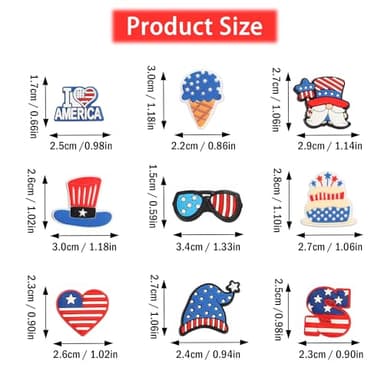 mortd 30 Pack 4th of July Shoe Charms Decoration, Patriotic Red White Blue Celebration Charms for Shoes Bracelets, PVC Shoe Decoration Accessories for Independence Day 4th of July Party Supplies - Image 7