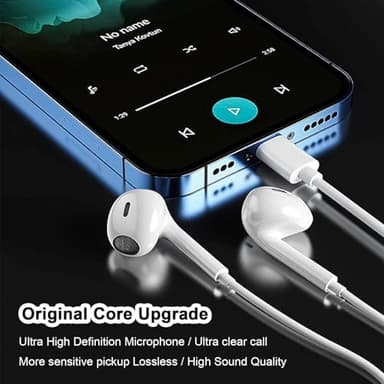 2 Packs USB C Headphones for iPhone 16/15 Phone Earbuds with Microphone & Volume Control HiFi Stereo Type C Earphones for Galaxy S23/S22/S21/S20/Ultra Note 10/20, for Pixel 7/6/6a/5/4,for OnePlus 9 8 - Image 4