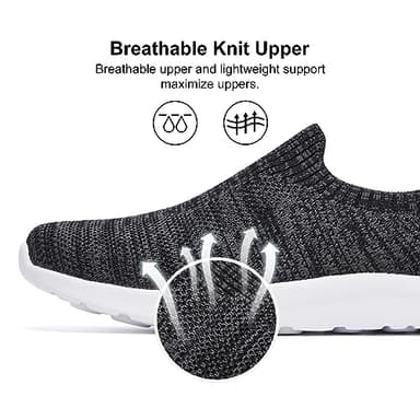 ALEADER Women's Slip On Comfort Walking Shoes, Lightweight Stretch Knit Sneakers Breathable Athletic Black White 6.5 M US - Image 3