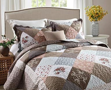 Travan 3-Piece Queen Quilt Sets with Shams Oversized Bedding Bedspread Reversible Soft Coverlet Set, Queen Size - Image 2