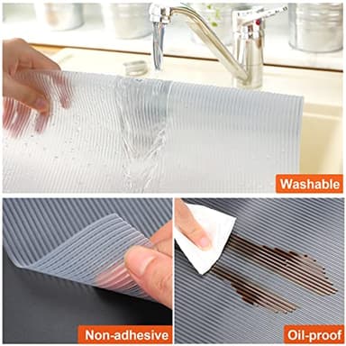 Anoak Shelf Liner Cabinet Liner, Non Adhesive Drawer Liner, Washable 20 Inch x 35 FT(420 Inch) Waterproof Durable Non-Slip Shelf Liner for Kitchen, Drawer, Refrigerator Stripe Clear - Image 2