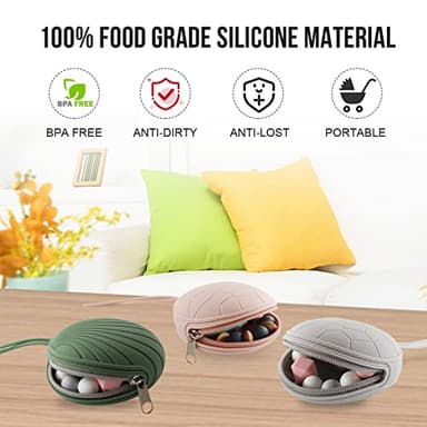 Smlpuame 3 Pack Pacifier Holder Case,Silicone Portable Pacifier Cover Pouch Bag for Diaper Bags Baby Carriage,Pacifier Storage Container Box,Easy to Clean,(Blush+Black+Grey) - Image 4