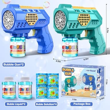 Zerhunt Automatic Bubble Gun Bubble Toys: 2-Pack Bubble Blaster Guns with Rich Bubbles for Outdoor Wedding Party Fun - Great Summer Toy for Toddlers Kids 4-8 - Ideal Gift for Birthday & Easter - Image 7