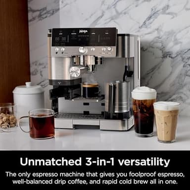 Ninja R-ES601 Luxe Café Premier Series Espresso Machine, Drip Coffee, Cold Brew, Grinder, Tamper, Frother, Silver (Renewed) - Image 2